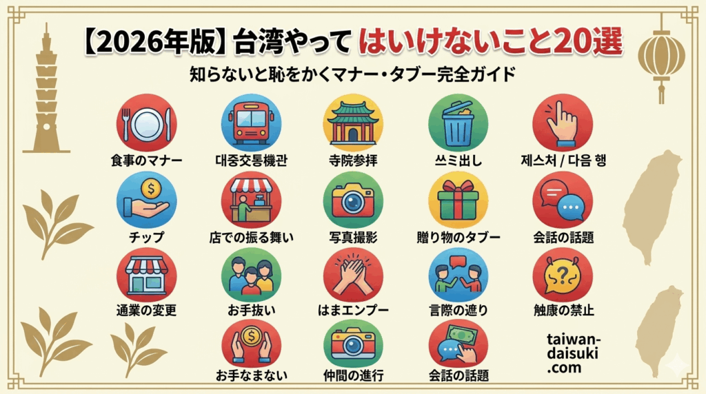 【2026年版】台湾でやってはいけないこと20選
